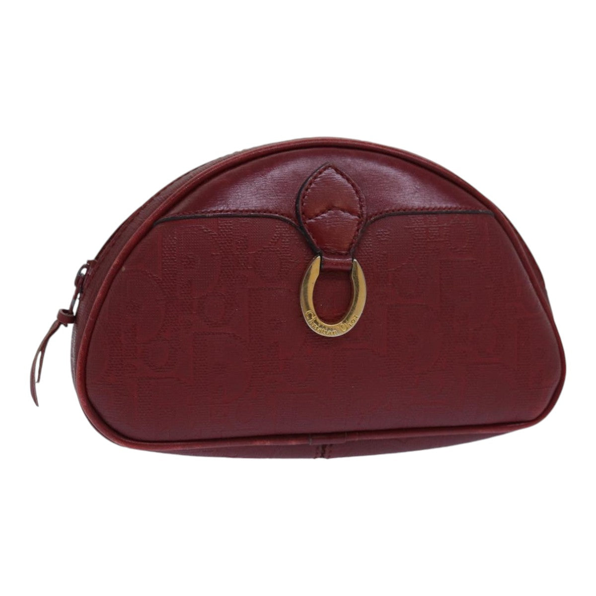 Dior Demi-Lune Burgundy Canvas Clutch Bag (Pre-Owned)