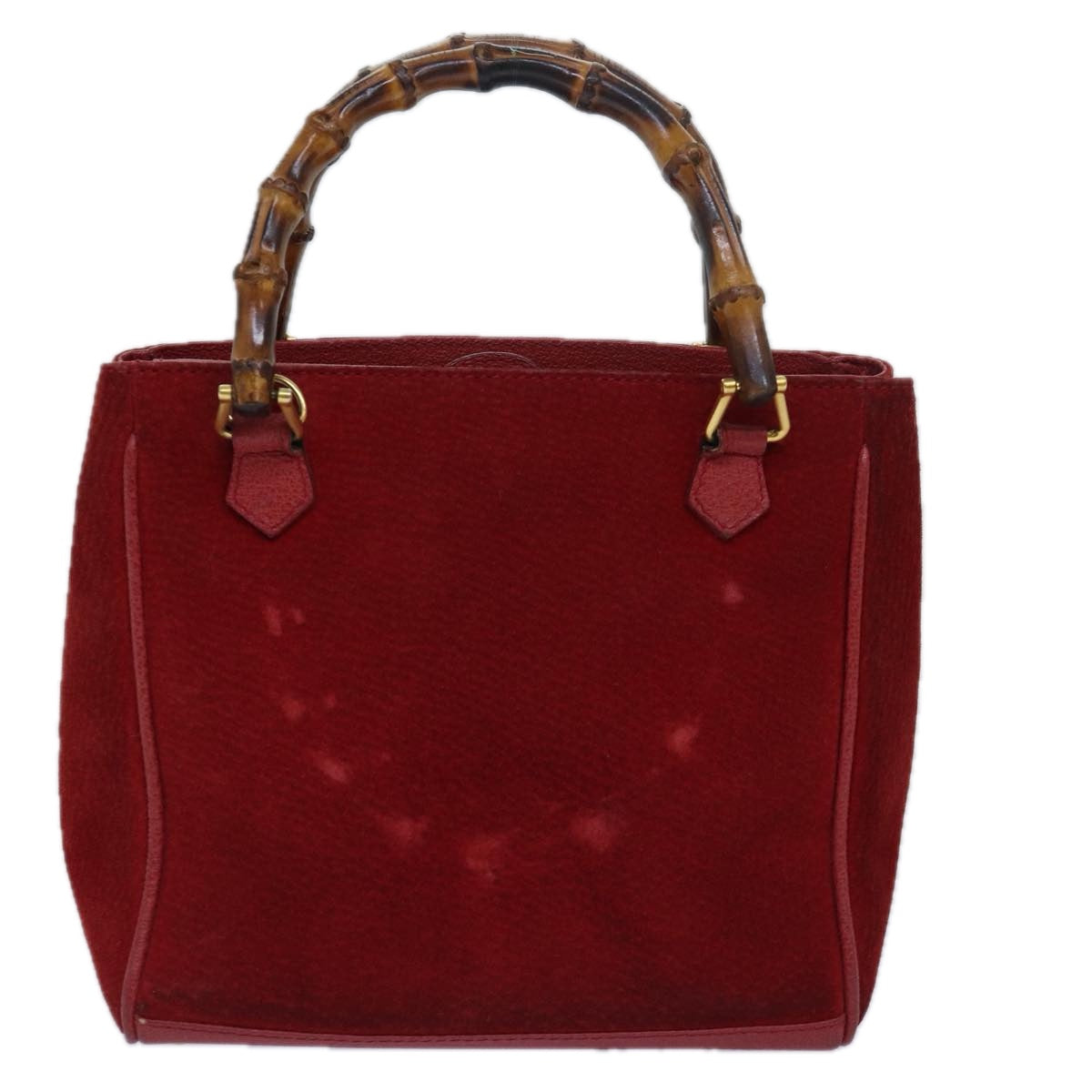Gucci Bamboo Red Suede Handbag (Pre-Owned)