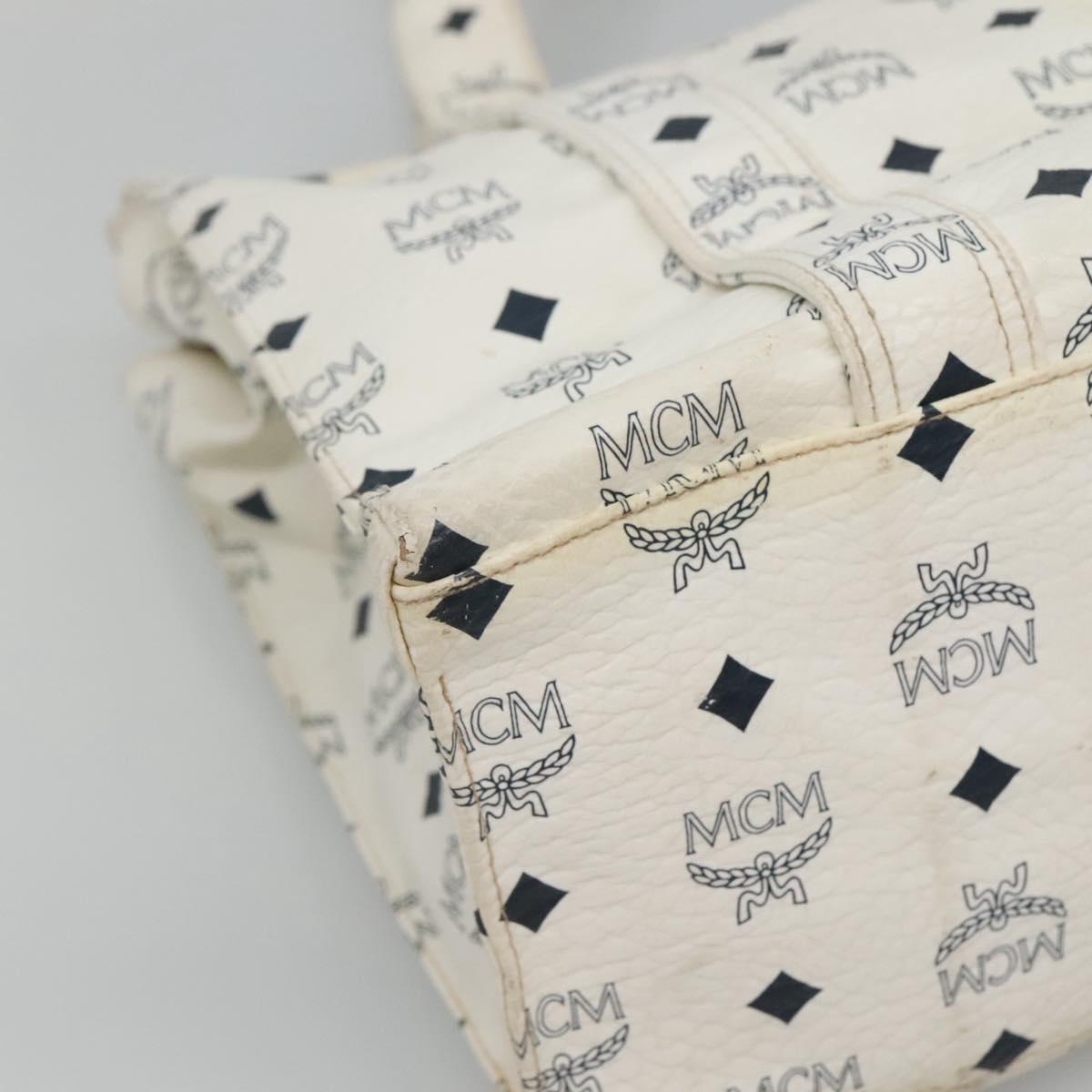 MCM Visetos White Canvas Tote Bag (Pre-Owned)