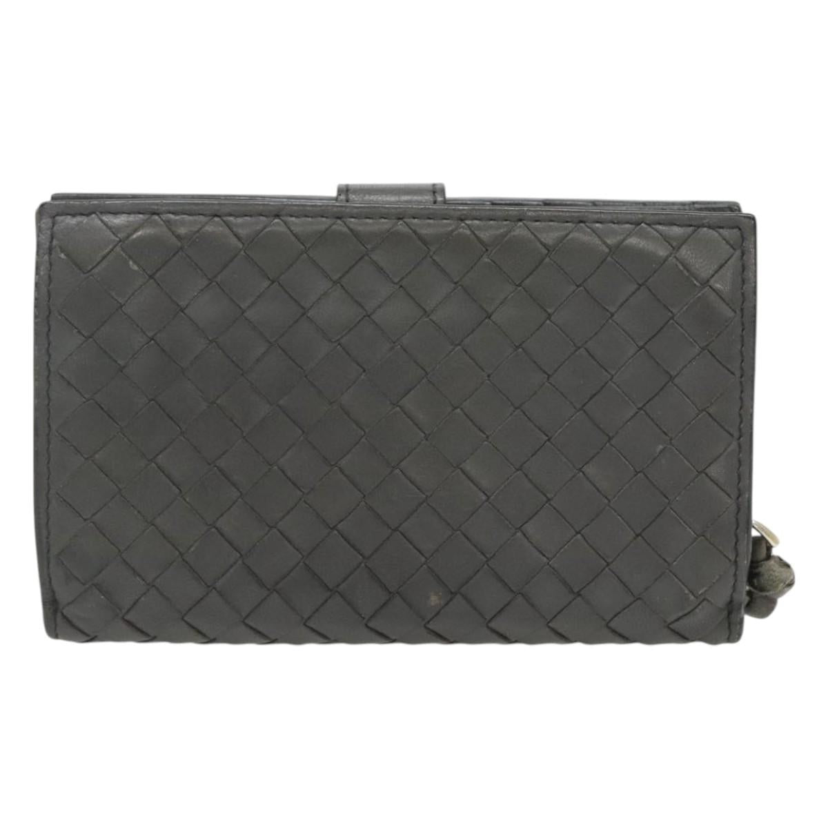 Bottega Veneta Intrecciato Grey Leather Wallet  (Pre-Owned)