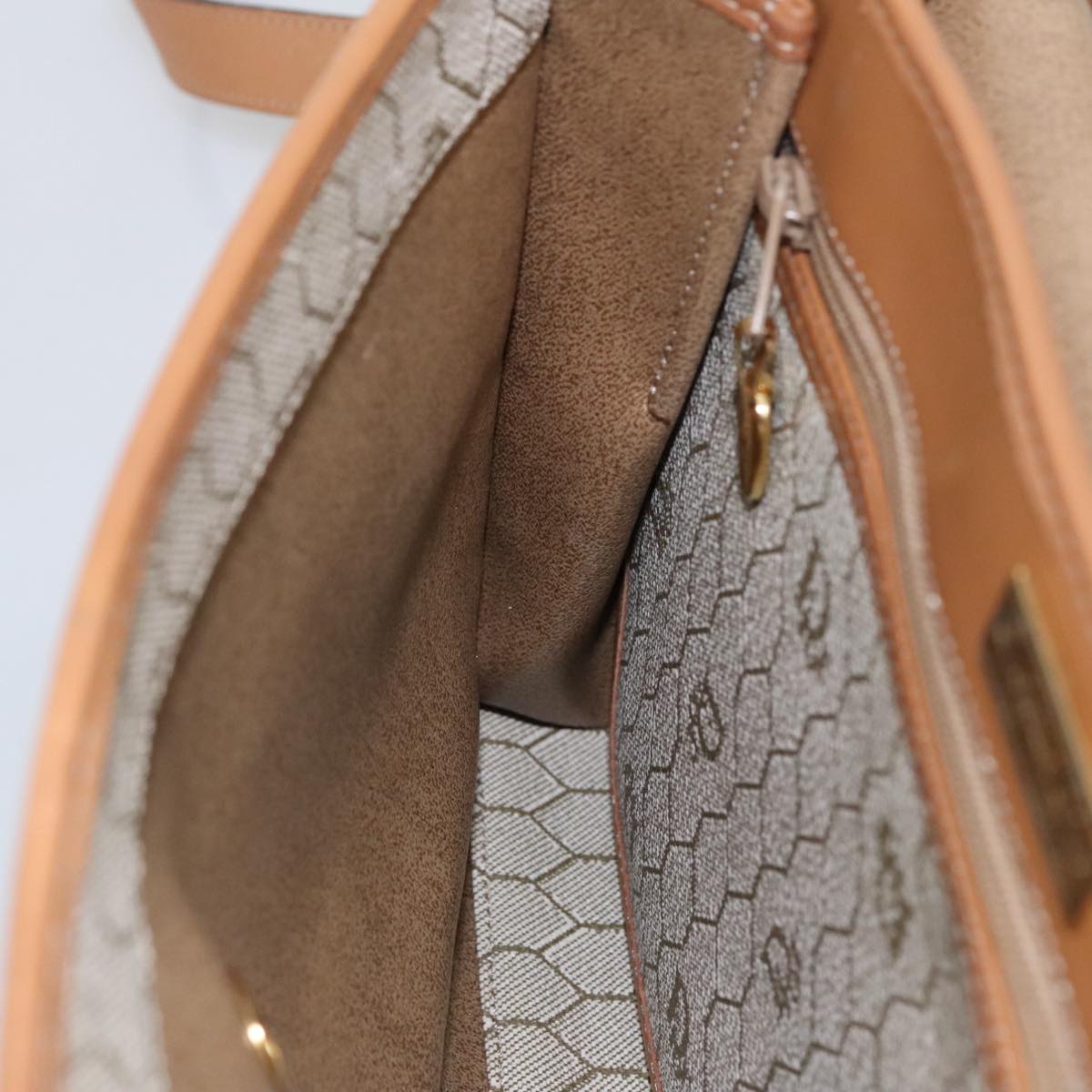 Dior Honeycomb Beige Canvas Handbag (Pre-Owned)