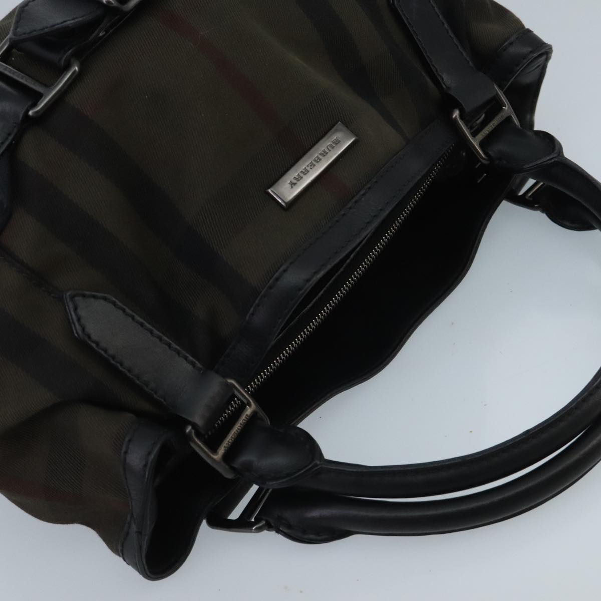Burberry Nova Check Brown Canvas Handbag (Pre-Owned)