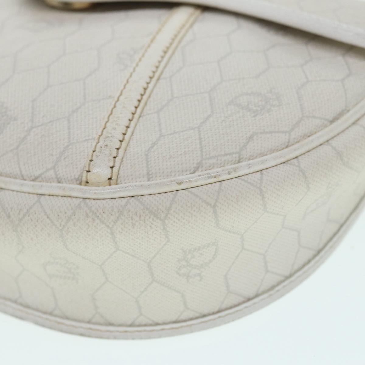Dior Honeycomb White Canvas Shoulder Bag (Pre-Owned)