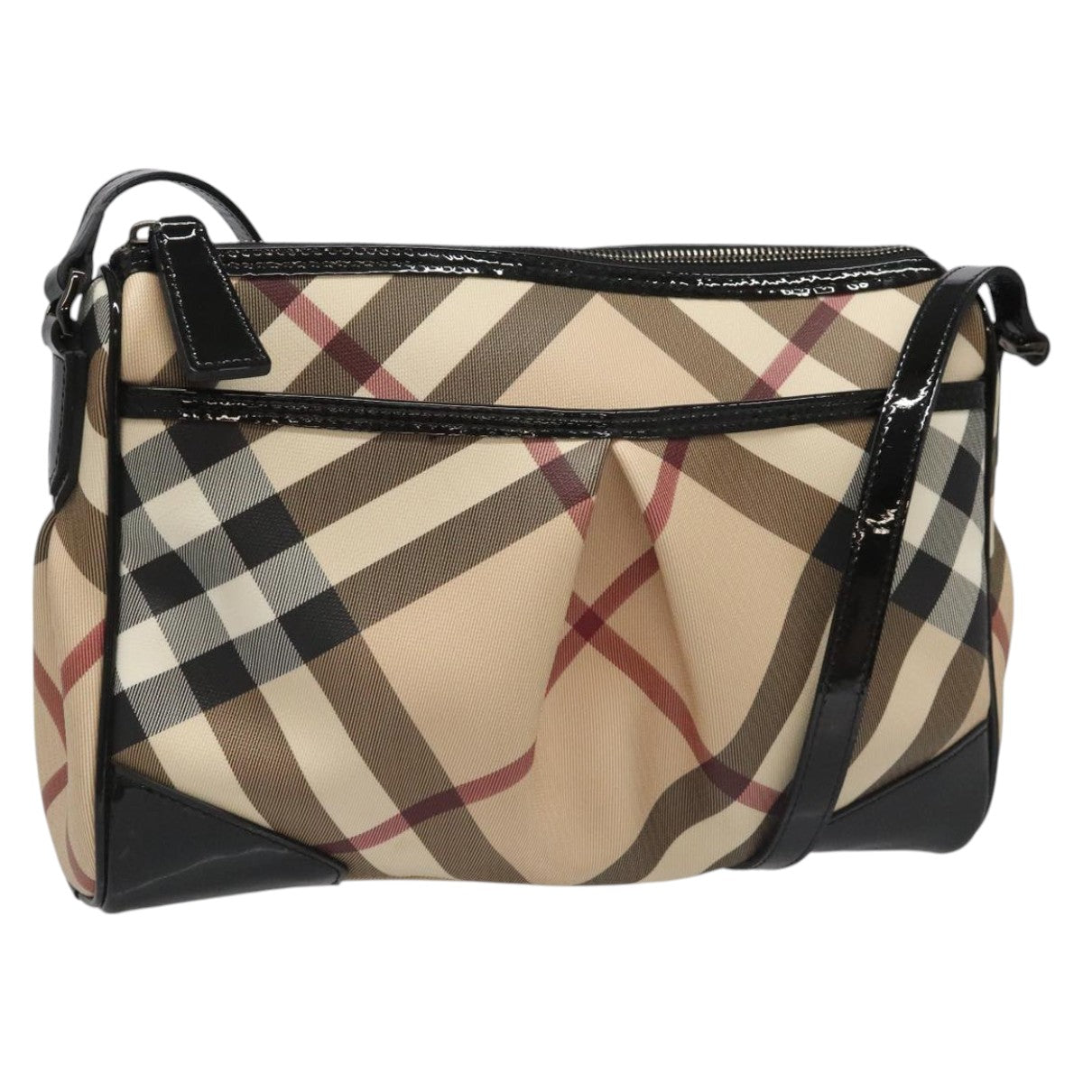 Burberry Nova Check Beige Canvas Shoulder Bag (Pre-Owned)