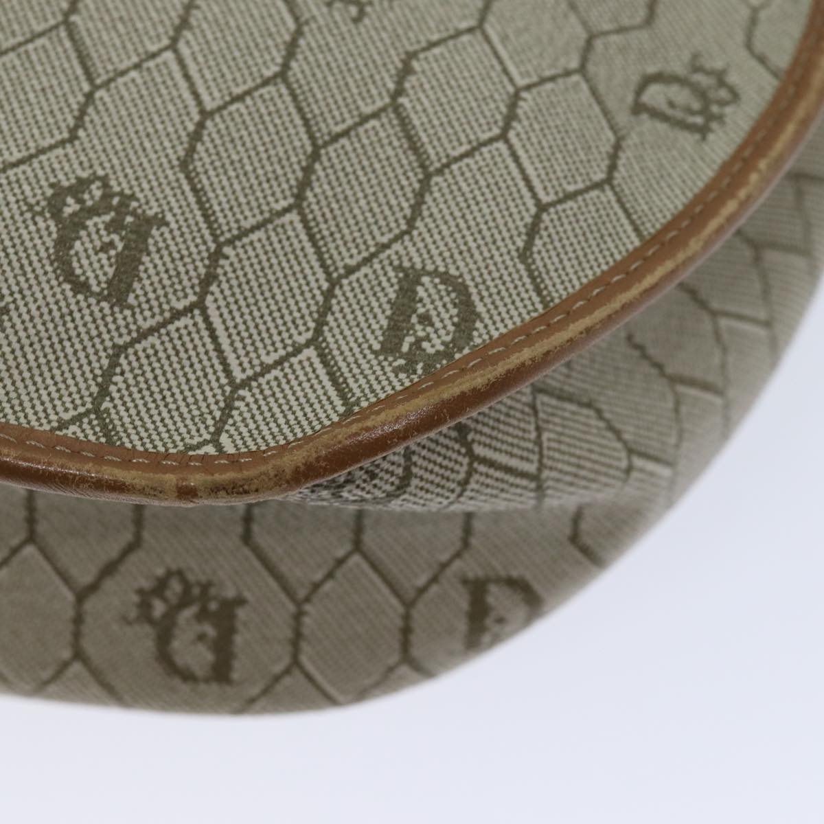 Dior Honeycomb Beige Canvas Shoulder Bag (Pre-Owned)