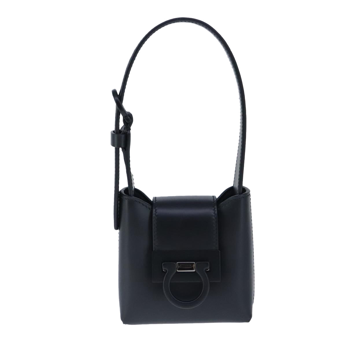 Salvatore Ferragamo Gancini Black Leather Handbag (Pre-Owned)