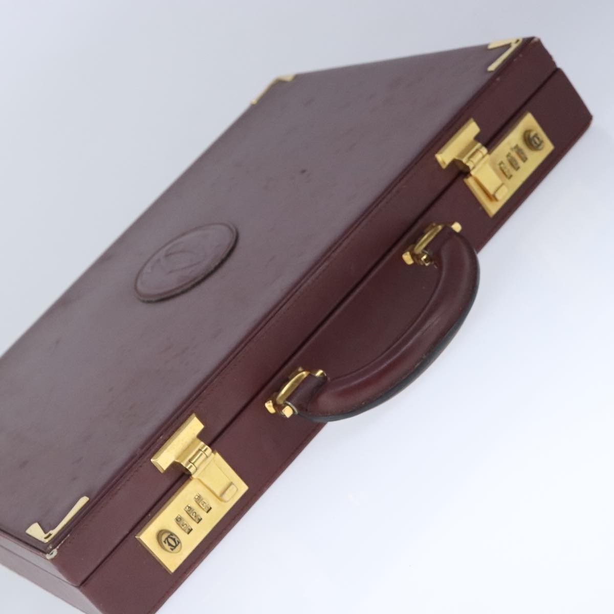 Cartier Must De Cartier Burgundy Leather Travel Bag (Pre-Owned)