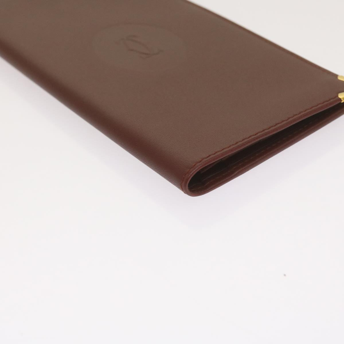 Cartier Must De Cartier Burgundy Leather Wallet  (Pre-Owned)