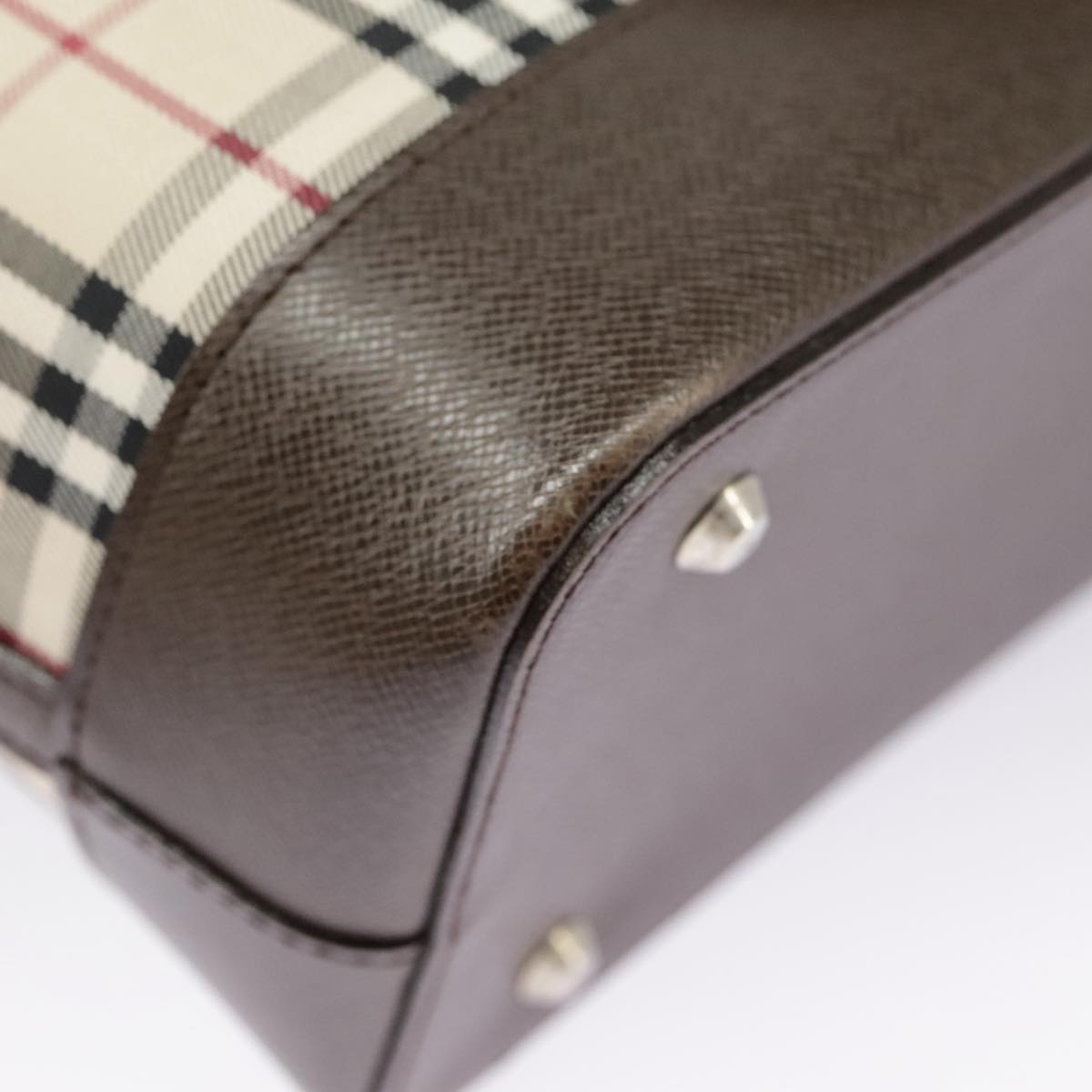 Burberry Nova Check Beige Canvas Handbag (Pre-Owned)