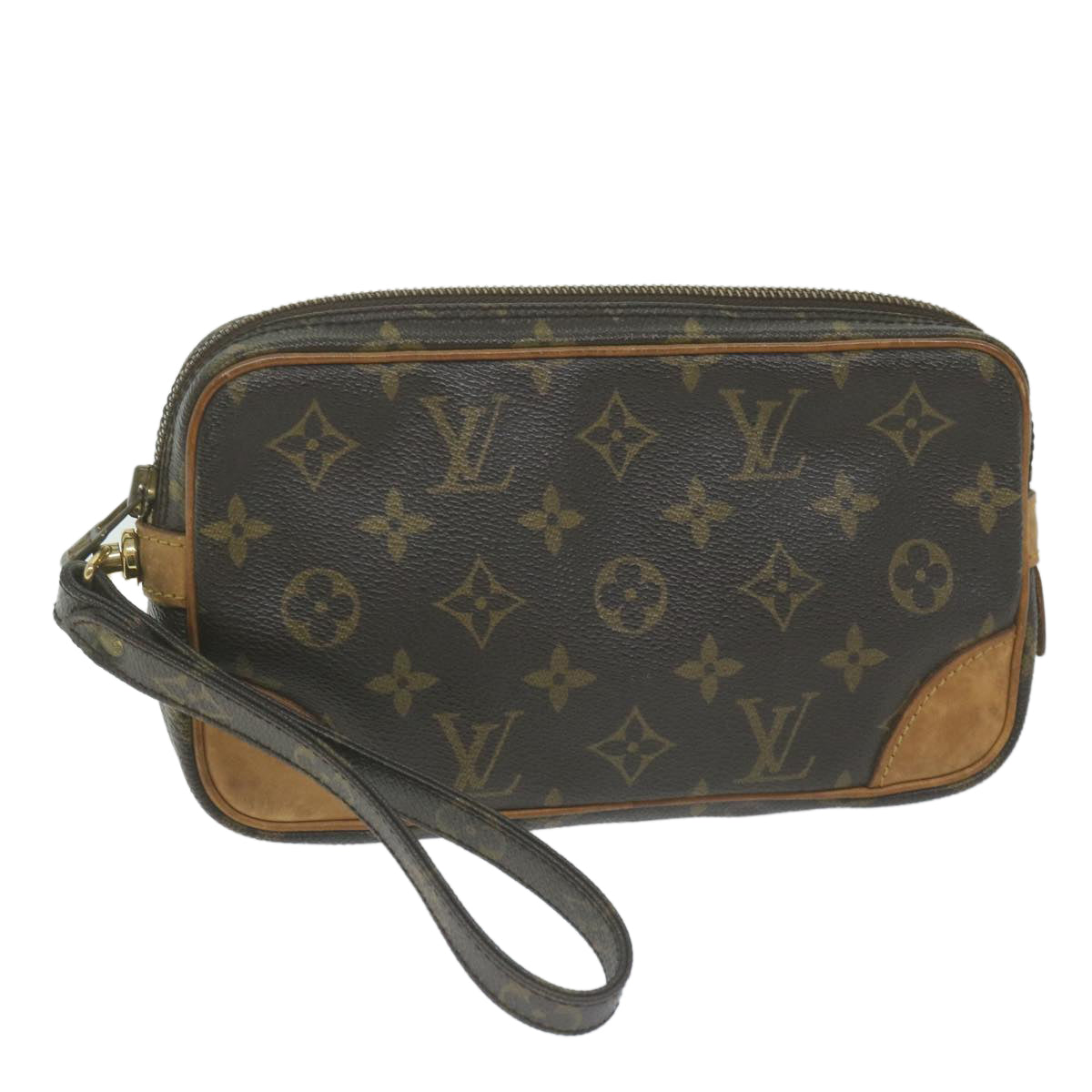 Louis Vuitton Marly Dragonne Brown Canvas Clutch Bag (Pre-Owned)