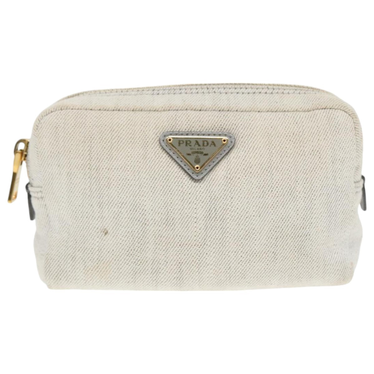 Prada Triangle Logo Beige Denim - Jeans Clutch Bag (Pre-Owned)