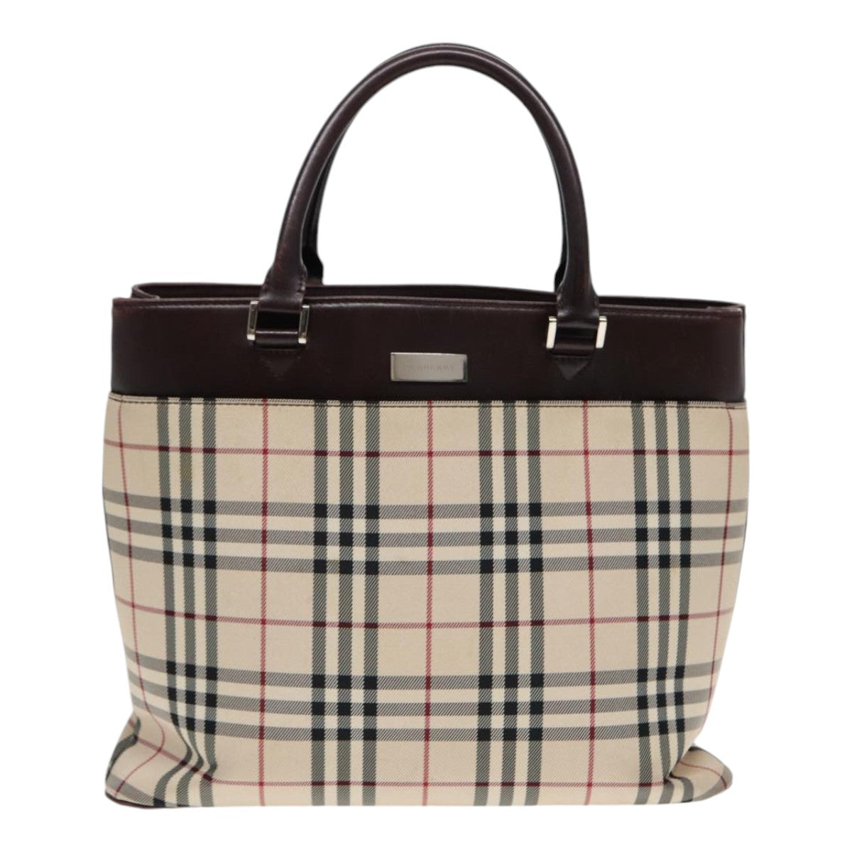Burberry Nova Check Beige Canvas Handbag (Pre-Owned)