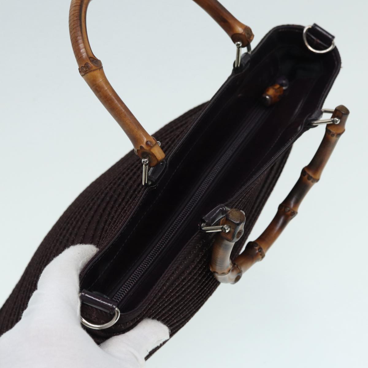 Gucci Bamboo Black Canvas Shoulder Bag (Pre-Owned)