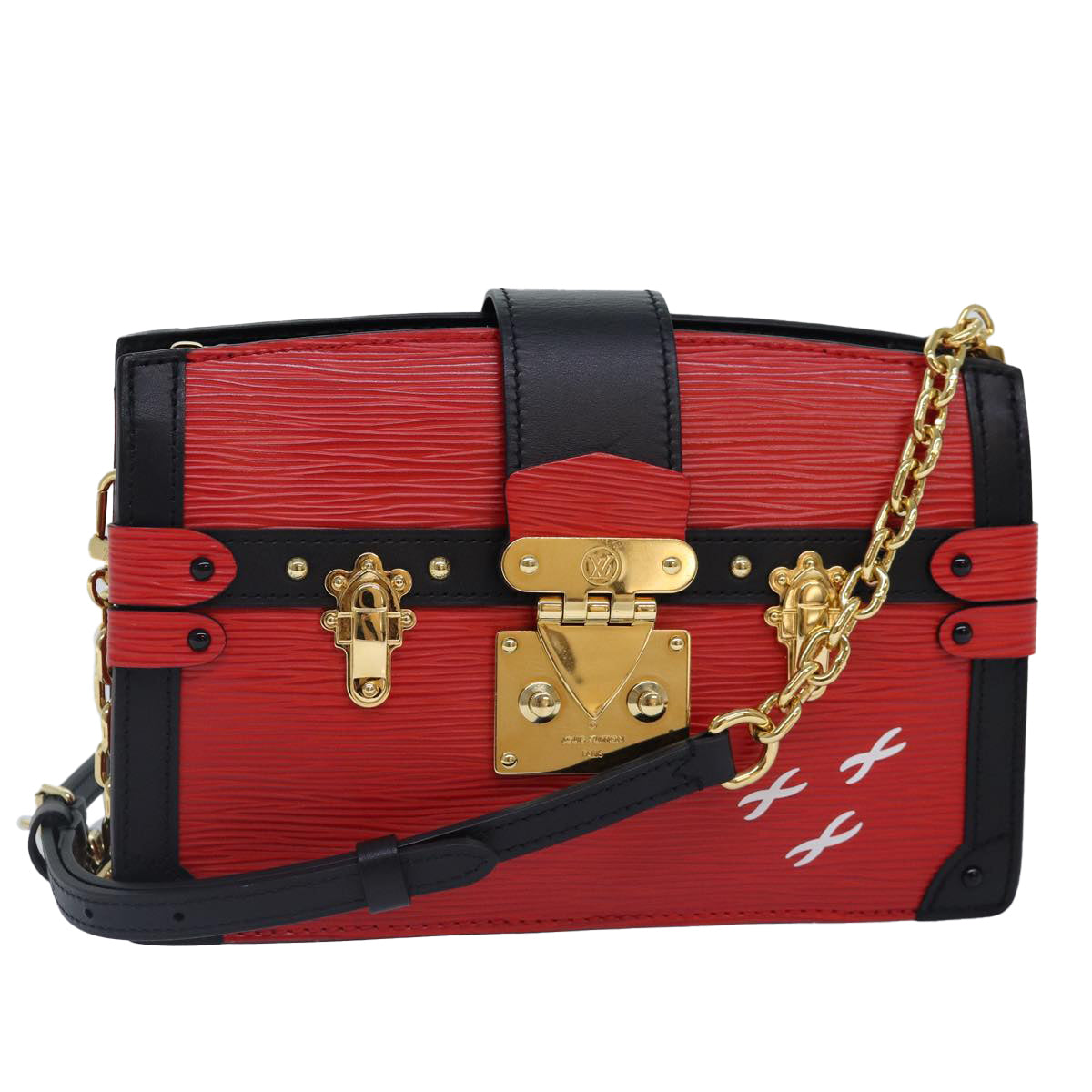 Louis Vuitton Trunk Red Leather Shoulder Bag (Pre-Owned)