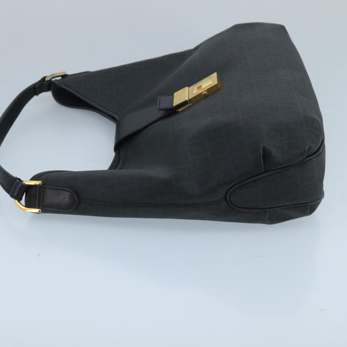 Fendi Zucchino Black Canvas Shoulder Bag (Pre-Owned)