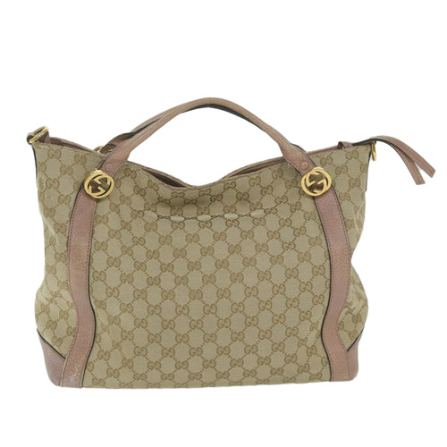 Gucci Hobo Beige Canvas Shoulder Bag (Pre-Owned)