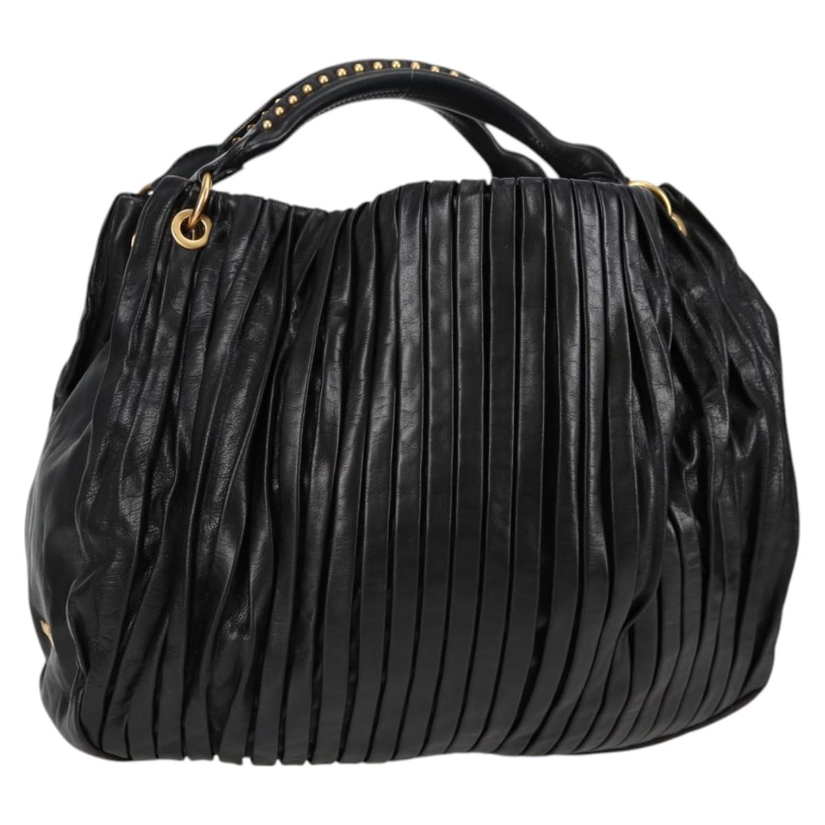 Miu Miu Matelassé Black Leather Handbag (Pre-Owned)