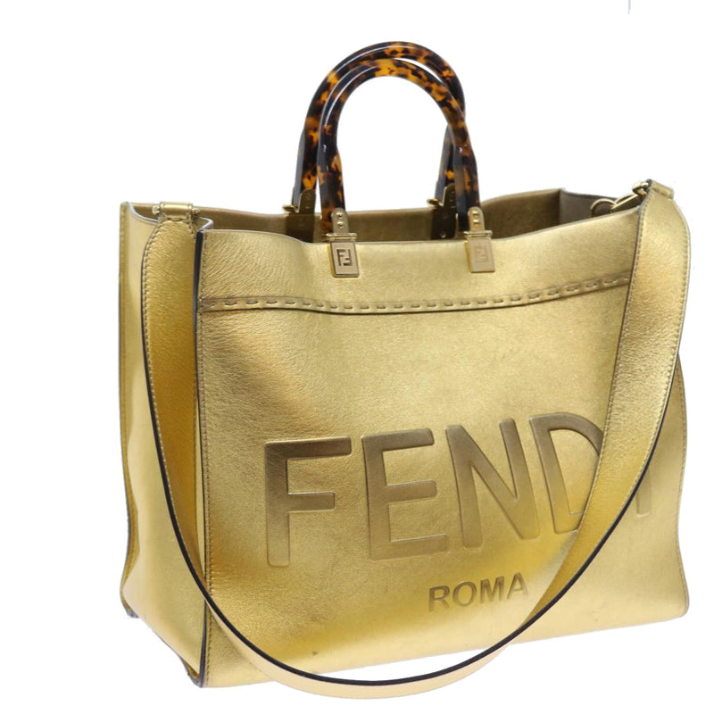 Fendi Gold Leather Handbag (Pre-Owned)