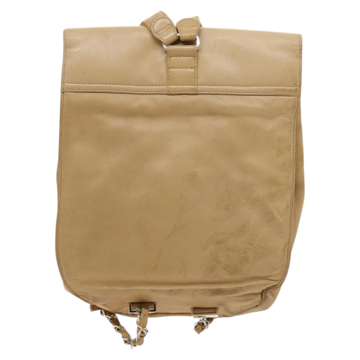 Chanel Cc Beige Leather Backpack Bag (Pre-Owned)