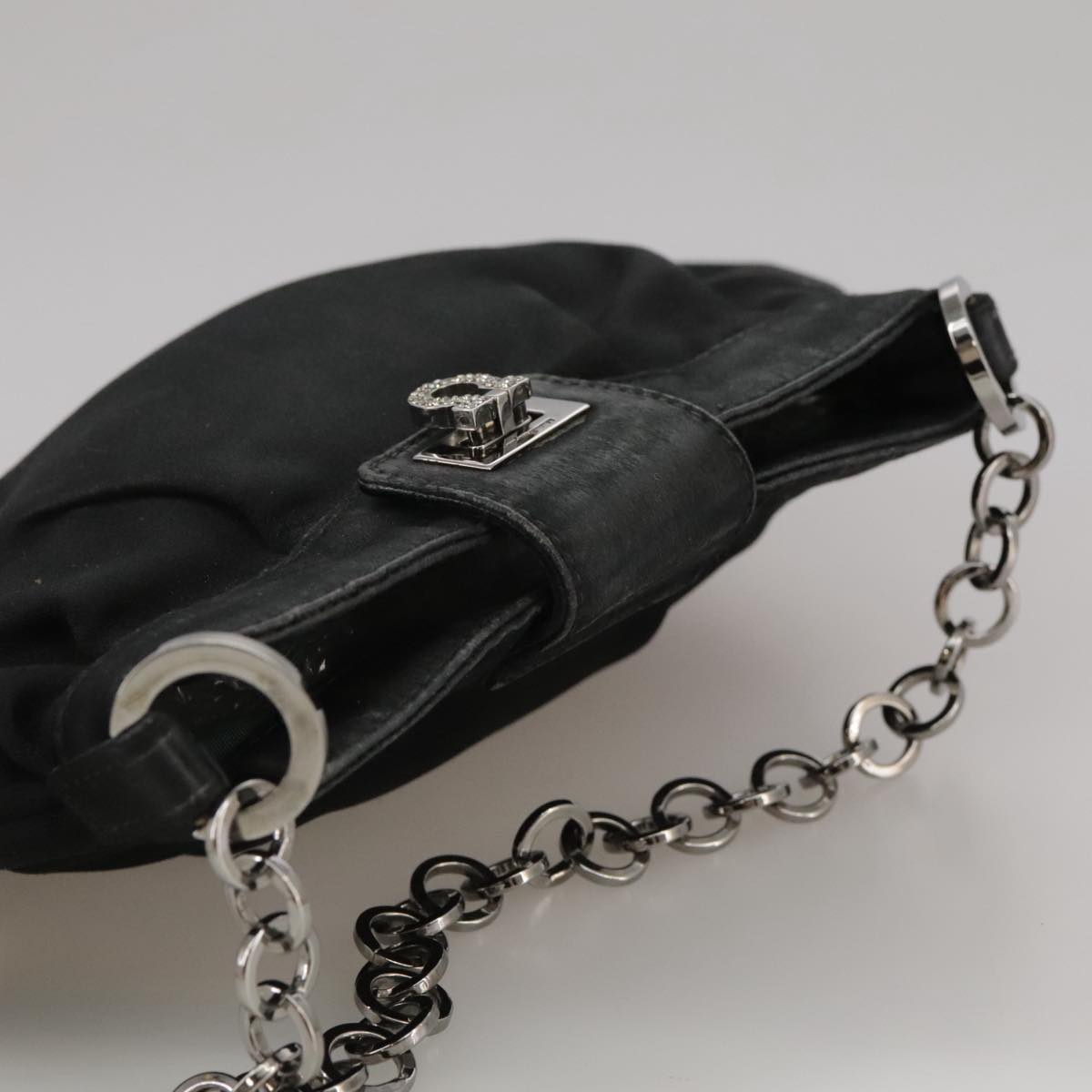 Salvatore Ferragamo Gancini Black Silk Clutch Bag (Pre-Owned)