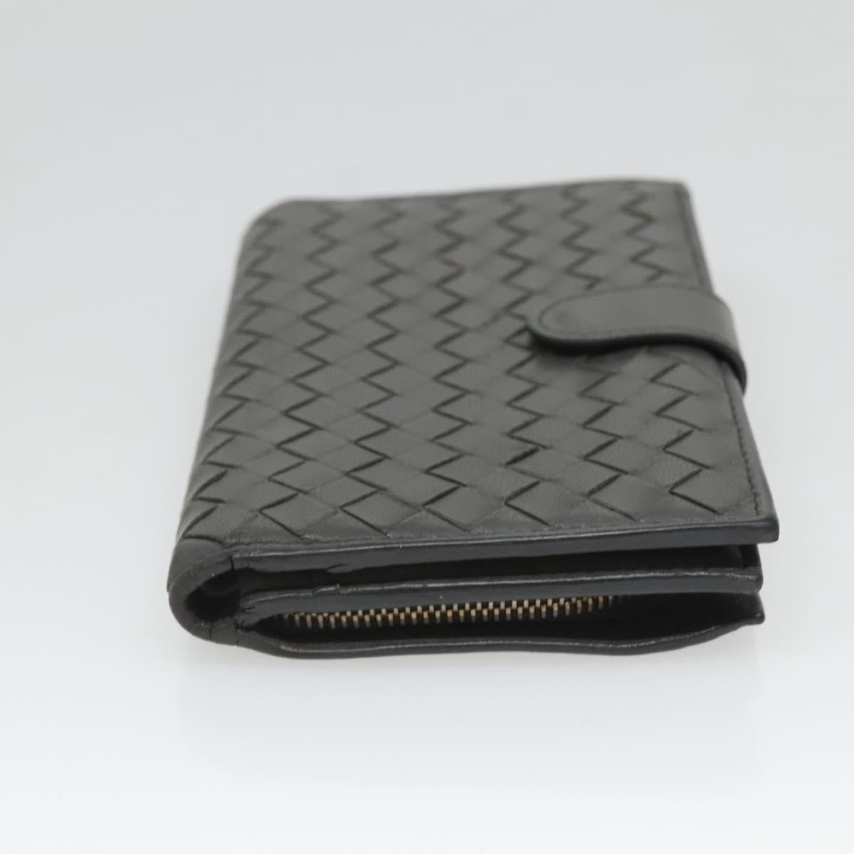 Bottega Veneta Intrecciato Grey Leather Wallet  (Pre-Owned)