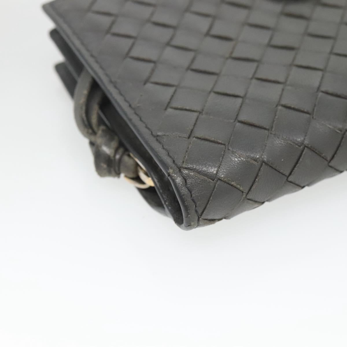 Bottega Veneta Intrecciato Grey Leather Wallet  (Pre-Owned)