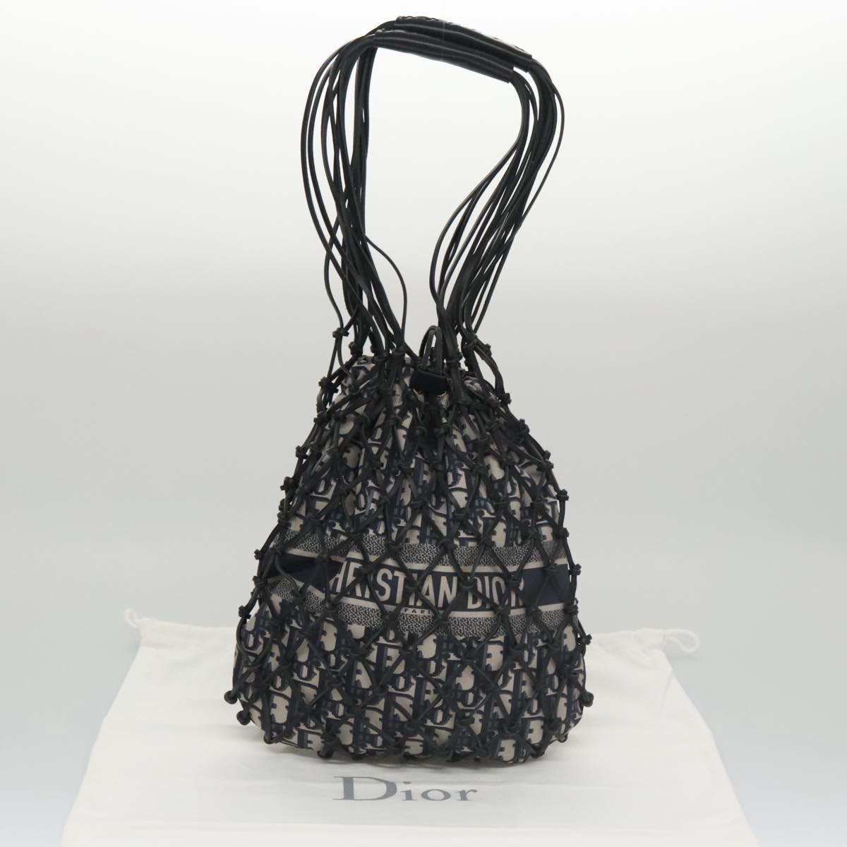Dior Trotter Navy Canvas Handbag (Pre-Owned)