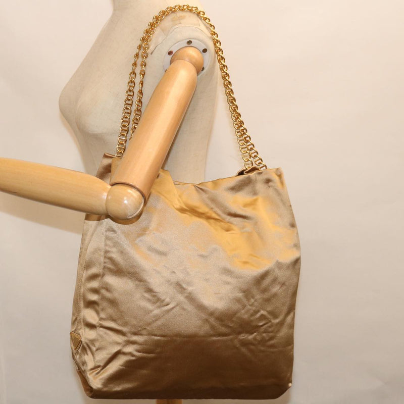 Prada Tessuto Gold Synthetic Shoulder Bag (Pre-Owned)