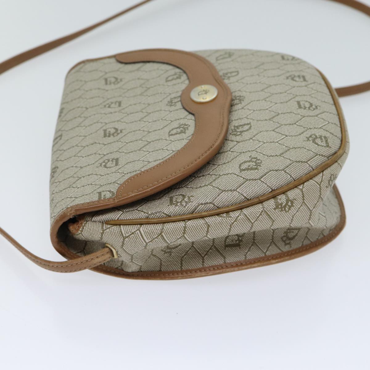 Dior Honeycomb Beige Canvas Shoulder Bag (Pre-Owned)