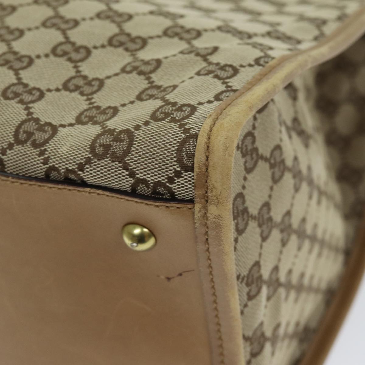 Gucci Gg Canvas Beige Canvas Tote Bag (Pre-Owned)