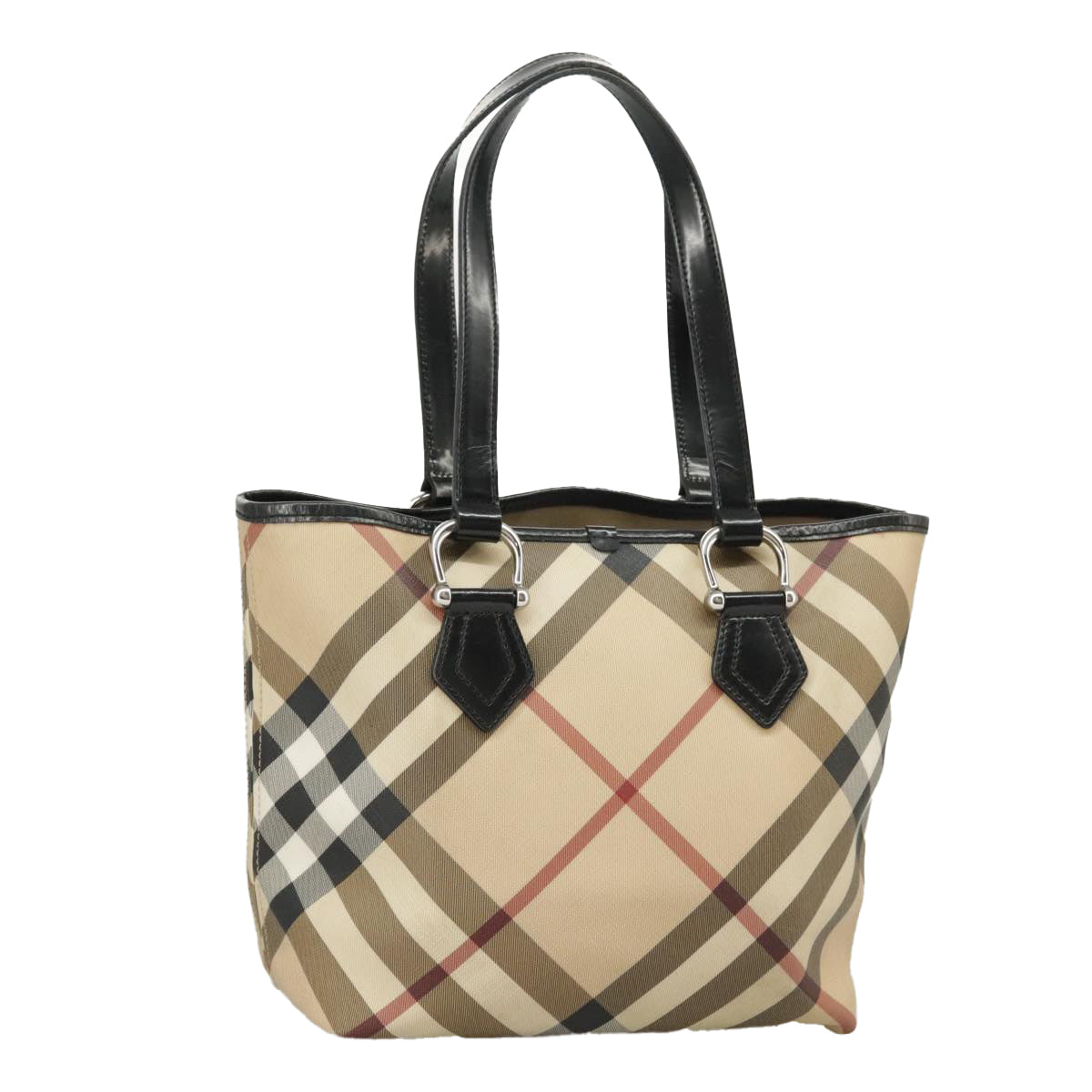 Burberry Nova Check Beige Canvas Handbag (Pre-Owned)