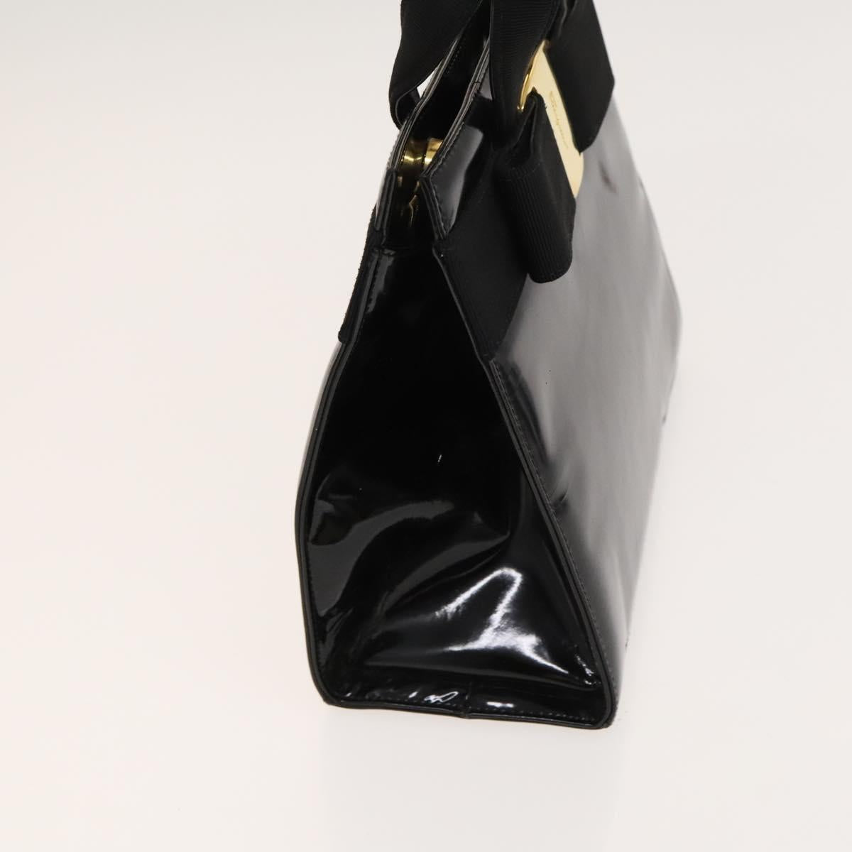 Salvatore Ferragamo Vara Black Patent Leather Handbag (Pre-Owned)