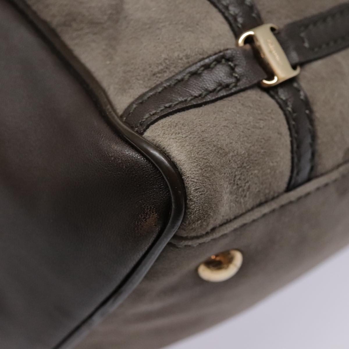 Salvatore Ferragamo Grey Suede Shoulder Bag (Pre-Owned)