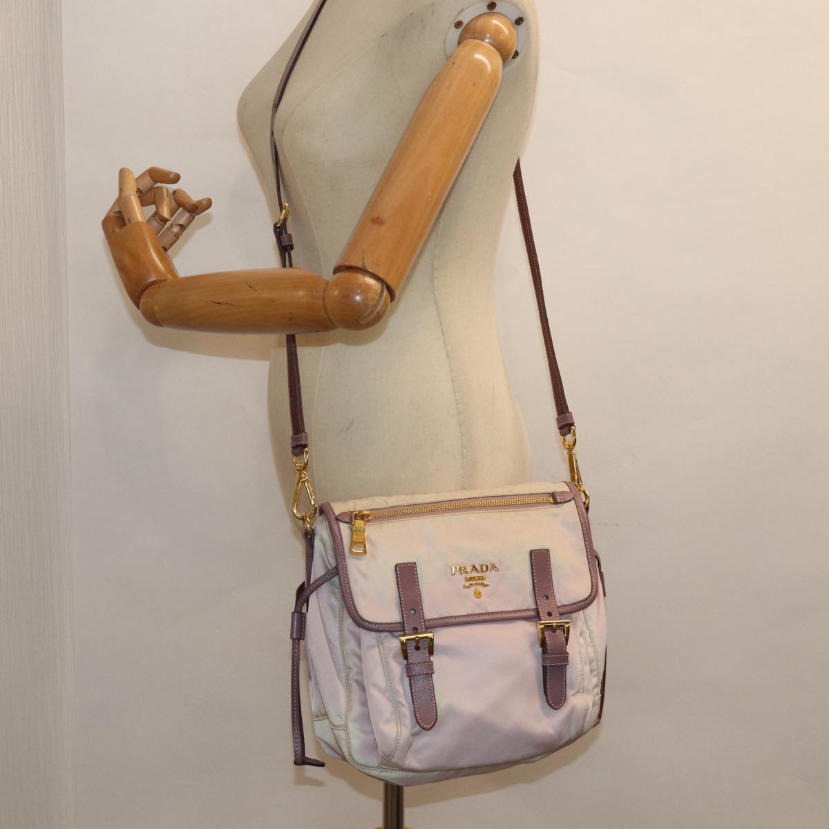 Prada Tessuto Pink Synthetic Shoulder Bag (Pre-Owned)