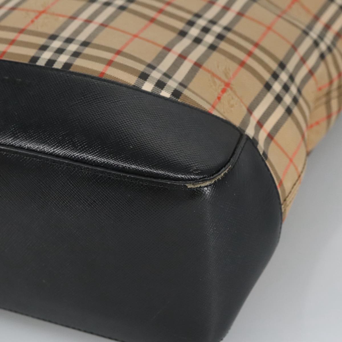 Burberry Nova Check Beige Canvas Shoulder Bag (Pre-Owned)