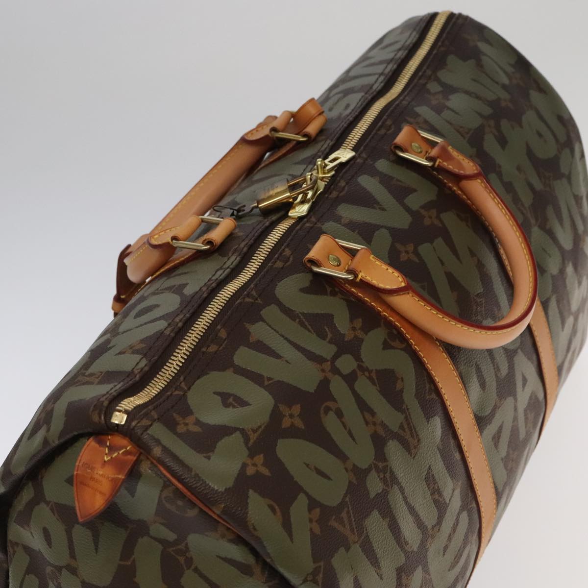 Louis Vuitton Keepall 50 Khaki Canvas Travel Bag (Pre-Owned)