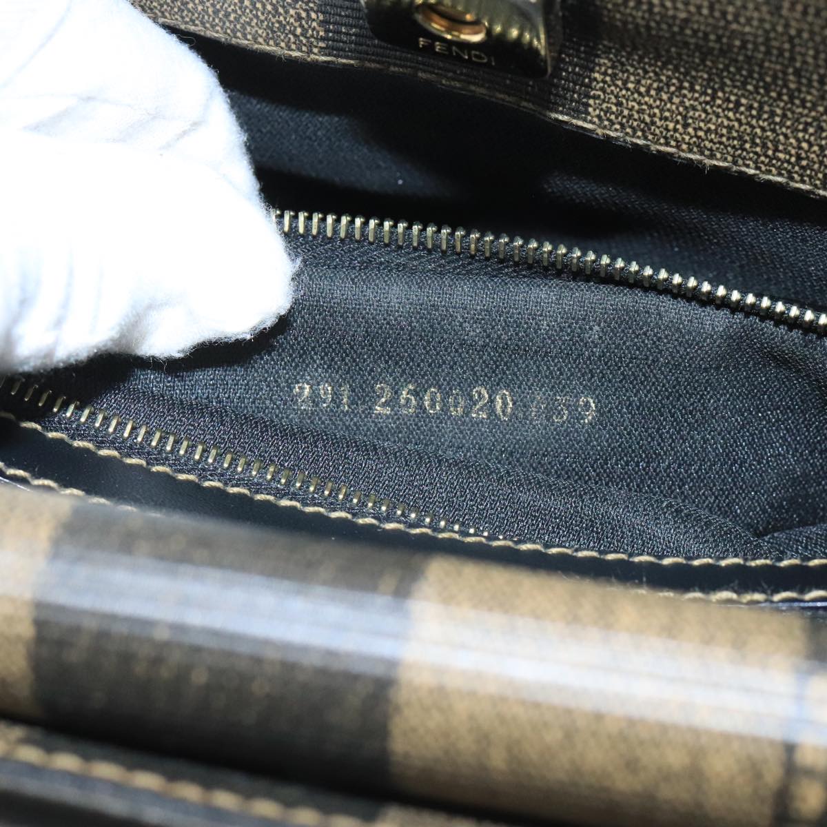 Fendi Pequin Brown Canvas Handbag (Pre-Owned)