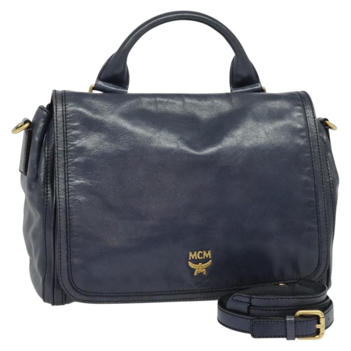 MCM Navy Leather Handbag (Pre-Owned)