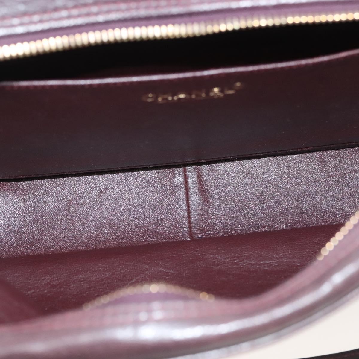 Chanel Chocolate Bar Burgundy Canvas Handbag (Pre-Owned)