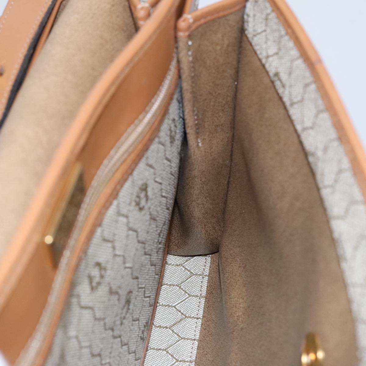 Dior Honeycomb Beige Canvas Handbag (Pre-Owned)