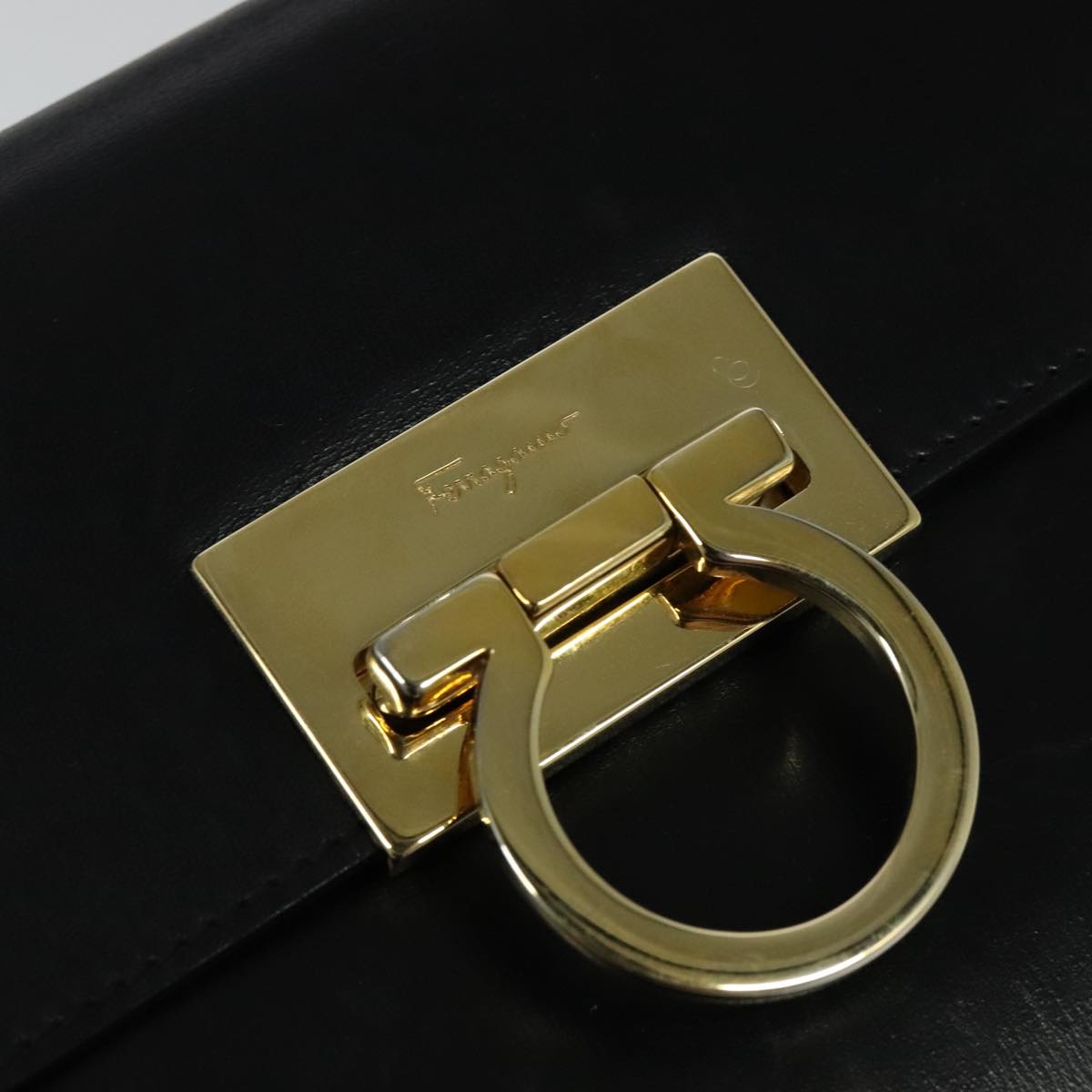 Salvatore Ferragamo Gancini Black Leather Handbag (Pre-Owned)