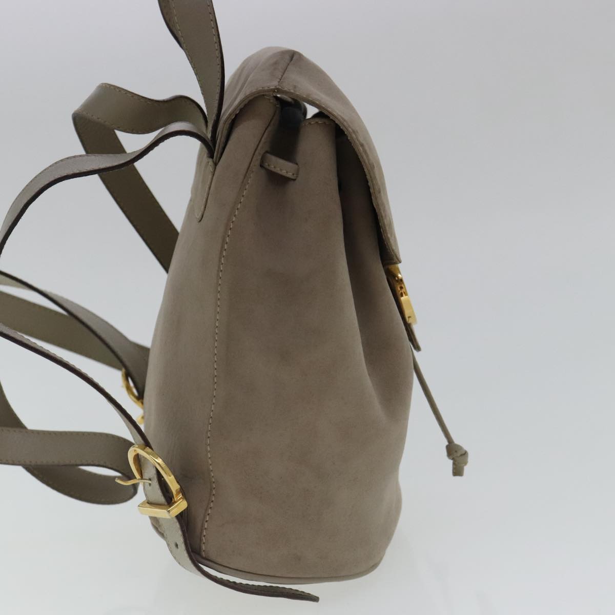 Salvatore Ferragamo Gancini Beige Suede Backpack Bag (Pre-Owned)