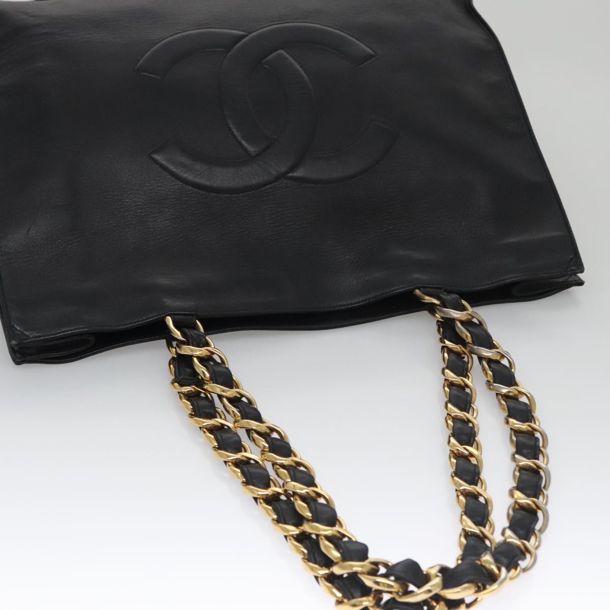 Chanel Cc Black Leather Tote Bag (Pre-Owned)