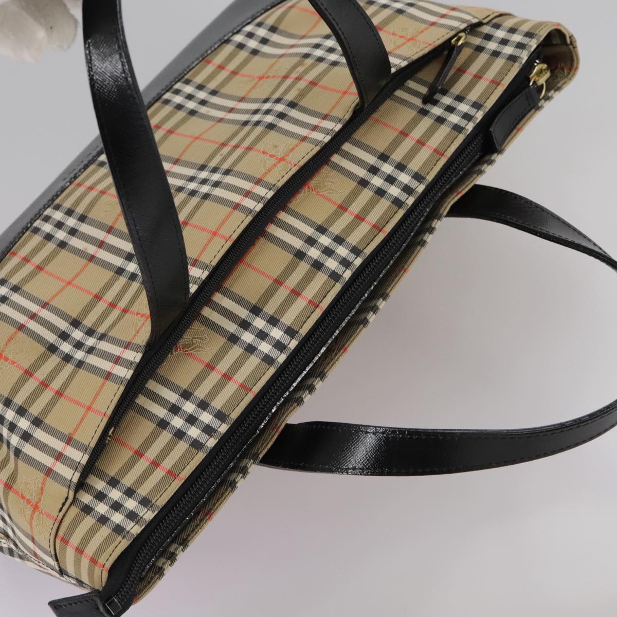 Burberry Nova Check Beige Canvas Handbag (Pre-Owned)