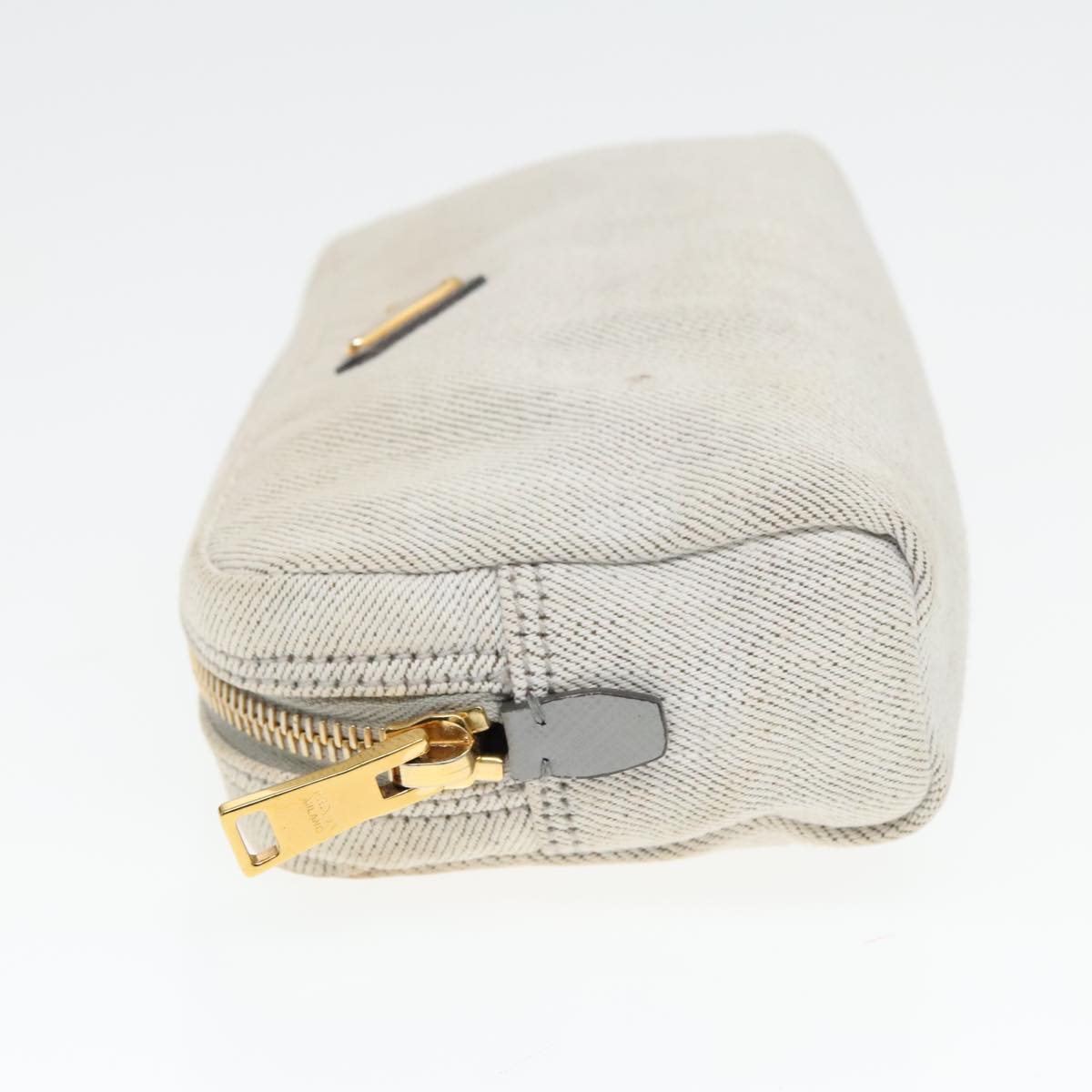 Prada Triangle Logo Beige Denim - Jeans Clutch Bag (Pre-Owned)