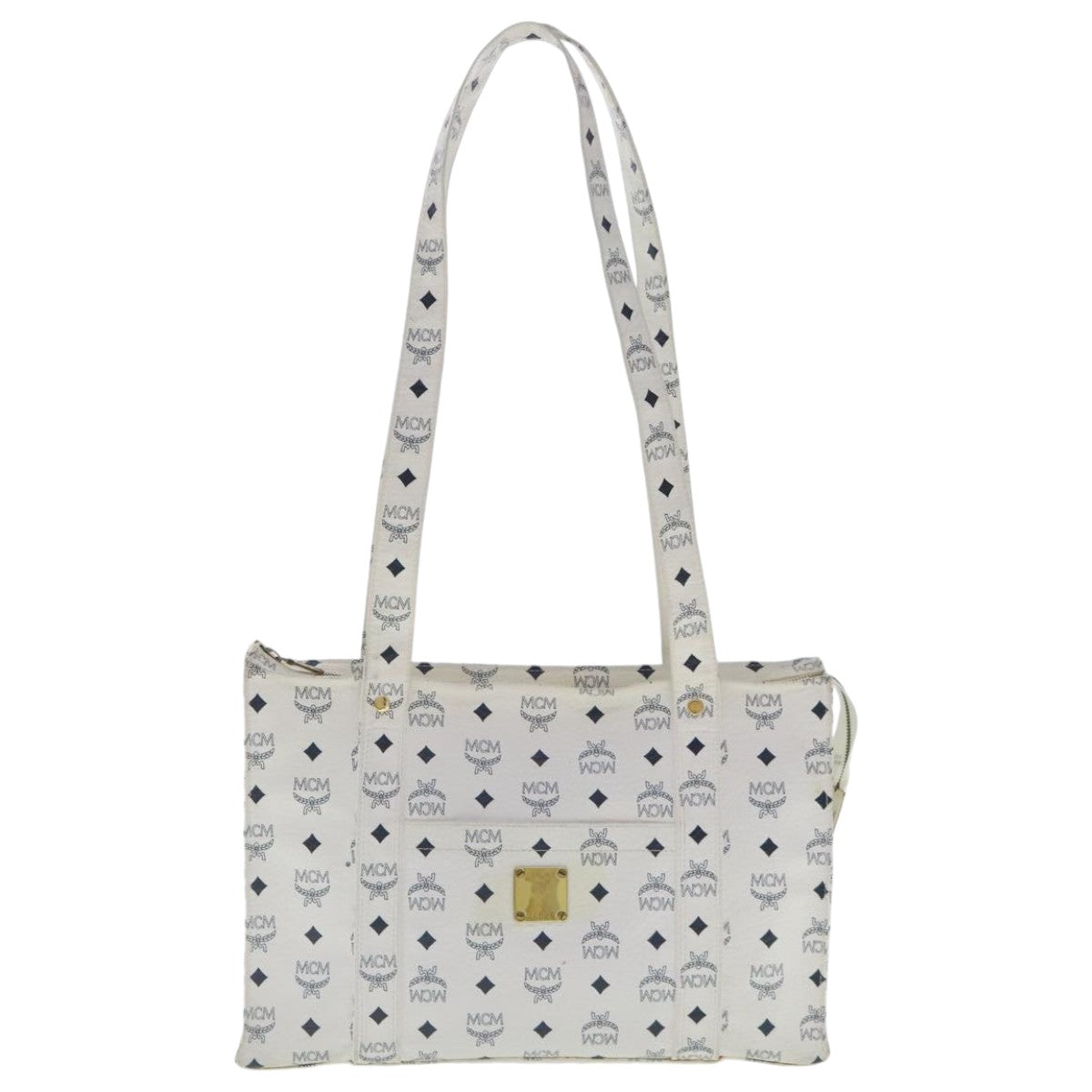MCM Visetos White Canvas Tote Bag (Pre-Owned)