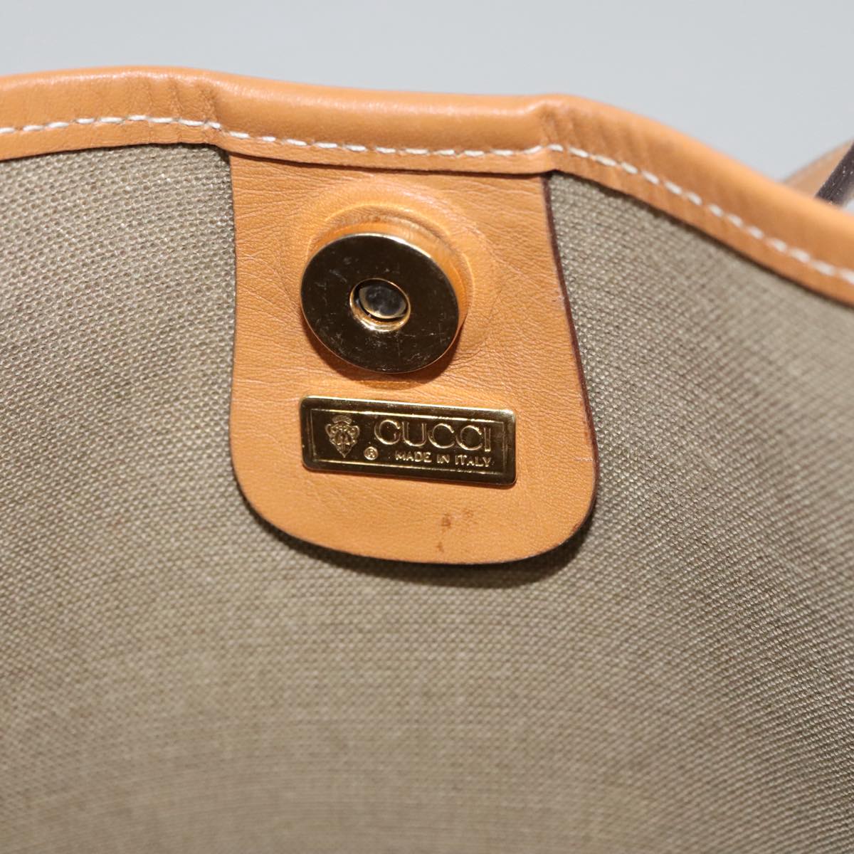 Gucci Sherry Beige Canvas Tote Bag (Pre-Owned)