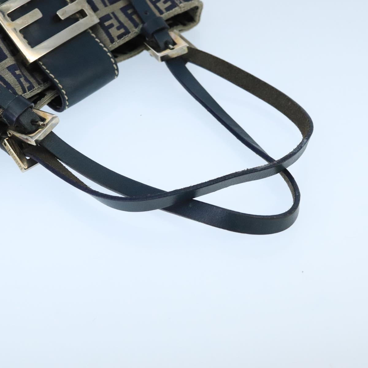 Fendi Zucchino Navy Canvas Handbag (Pre-Owned)
