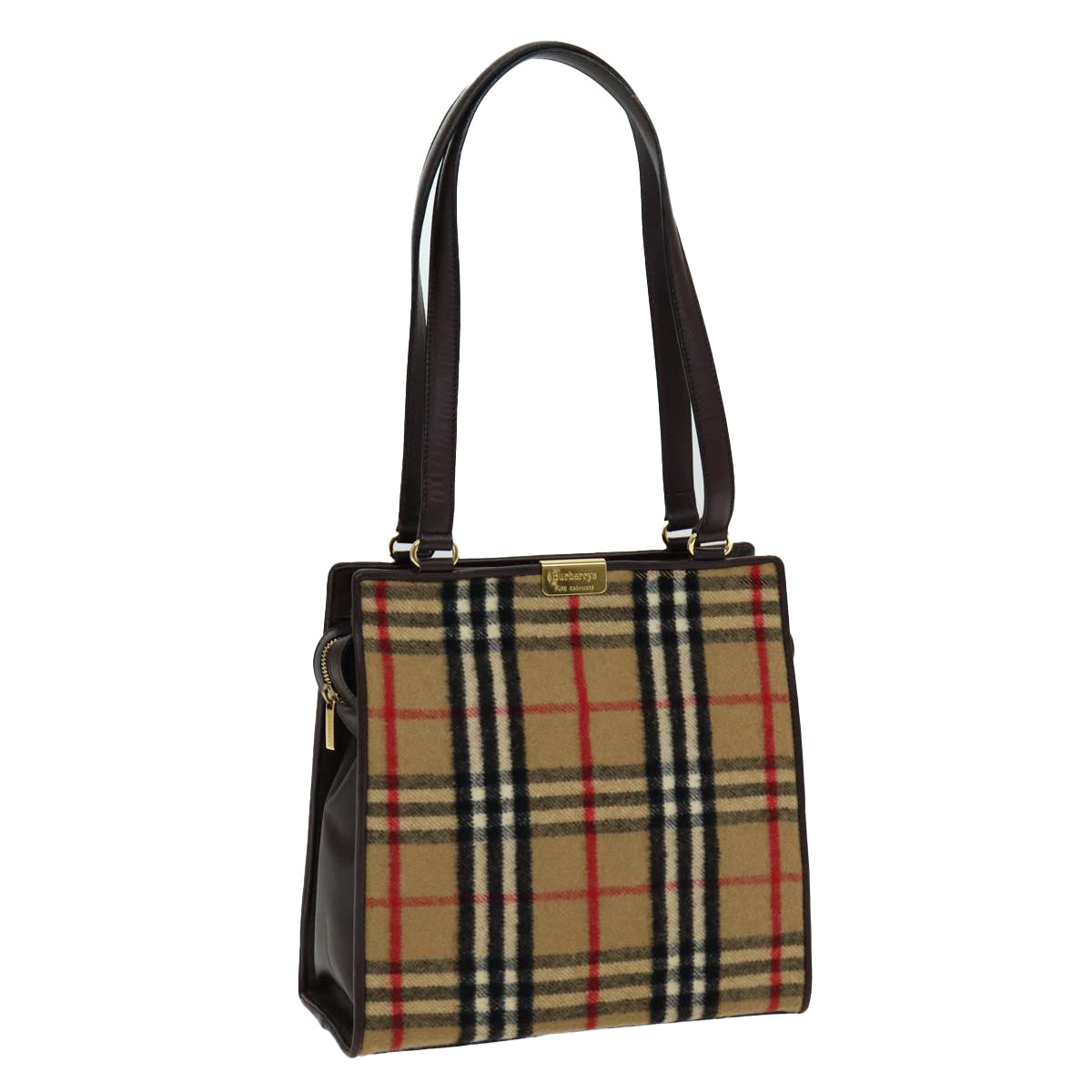 Burberry Nova Check Beige Wool Shoulder Bag (Pre-Owned)