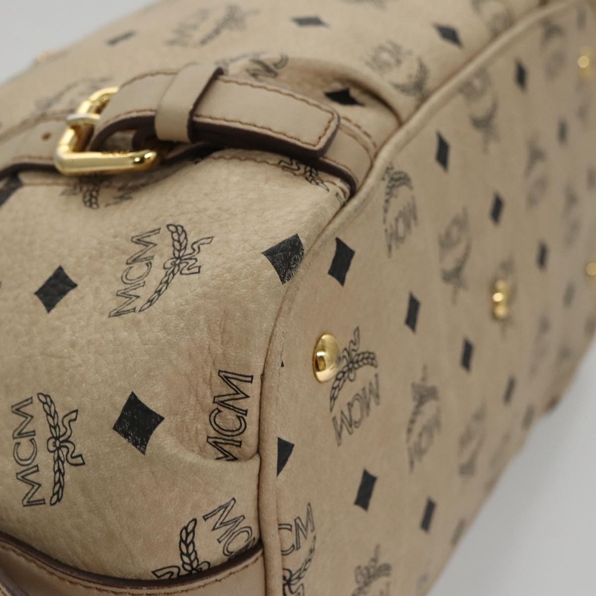 MCM Visetos Beige Canvas Handbag (Pre-Owned)